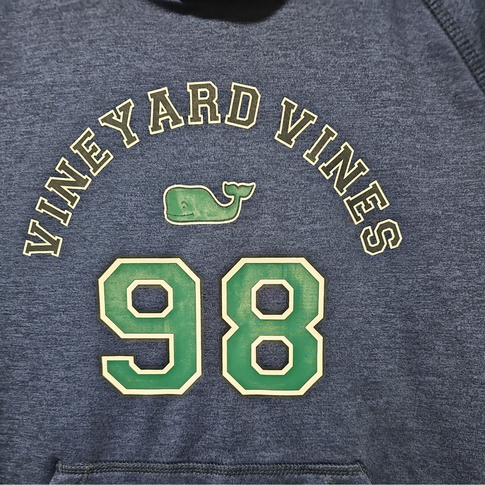 Vineyard Vines Boys Small 8-10 Navy Blue Whale Logo Graphic Hoodie Sweatshirt - Picture 2 of 6